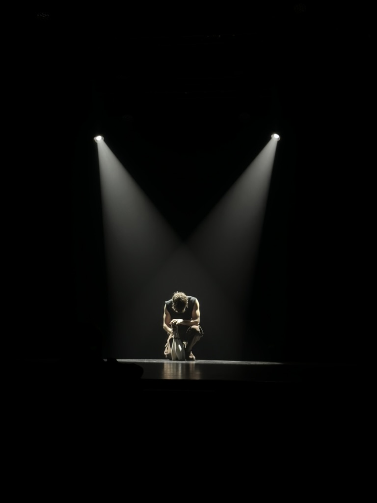 Avery under stage lights